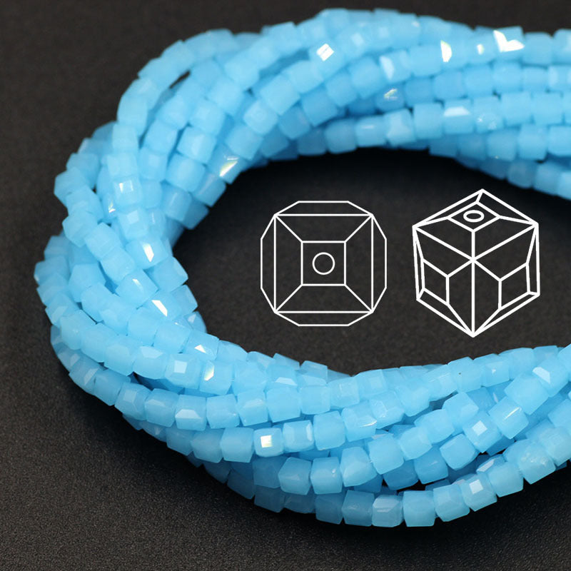Square Glass Beads 4mm Transparent Clear Cube 100pcs 27