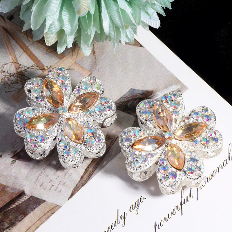 Alloy Clover Rhinestone Beads 30mm Fancy Decorative Charms 3pcs 17
