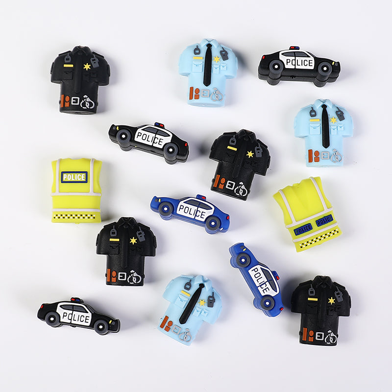 Silicone 3D Police Theme Focal Beads 20 pcs 3