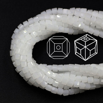 Square Glass Beads 4mm Transparent Clear Cube 100pcs 23