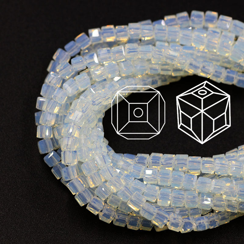 Square Glass Beads 4mm Transparent Clear Cube 100pcs 24