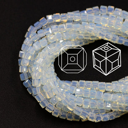 Square Glass Beads 4mm Transparent Clear Cube 100pcs 24