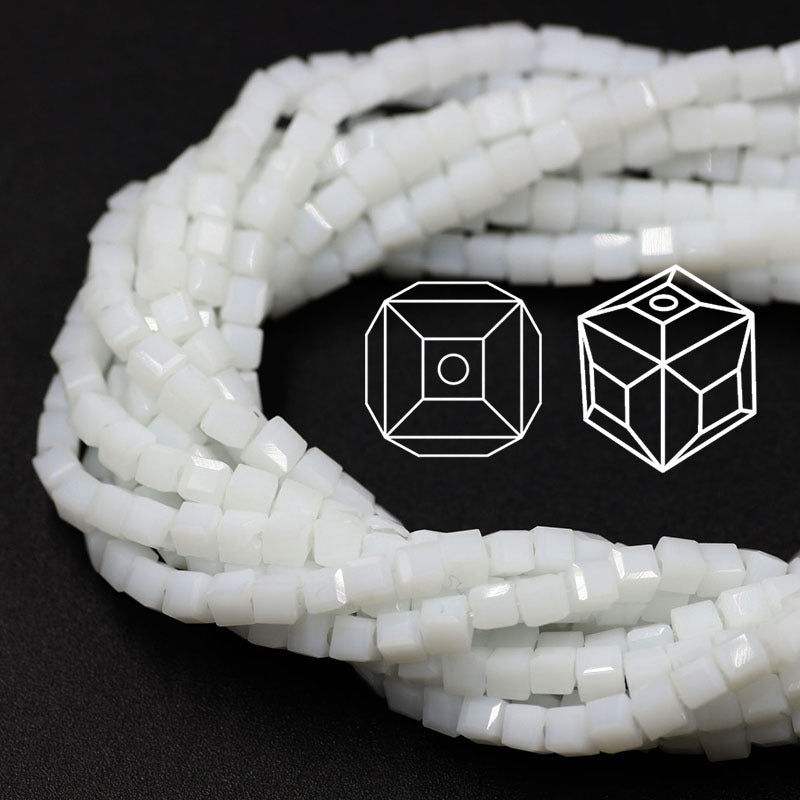 Square Glass Beads 4mm Transparent Clear Cube 100pcs 25
