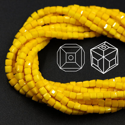 Square Glass Beads 4mm Transparent Clear Cube 100pcs 31