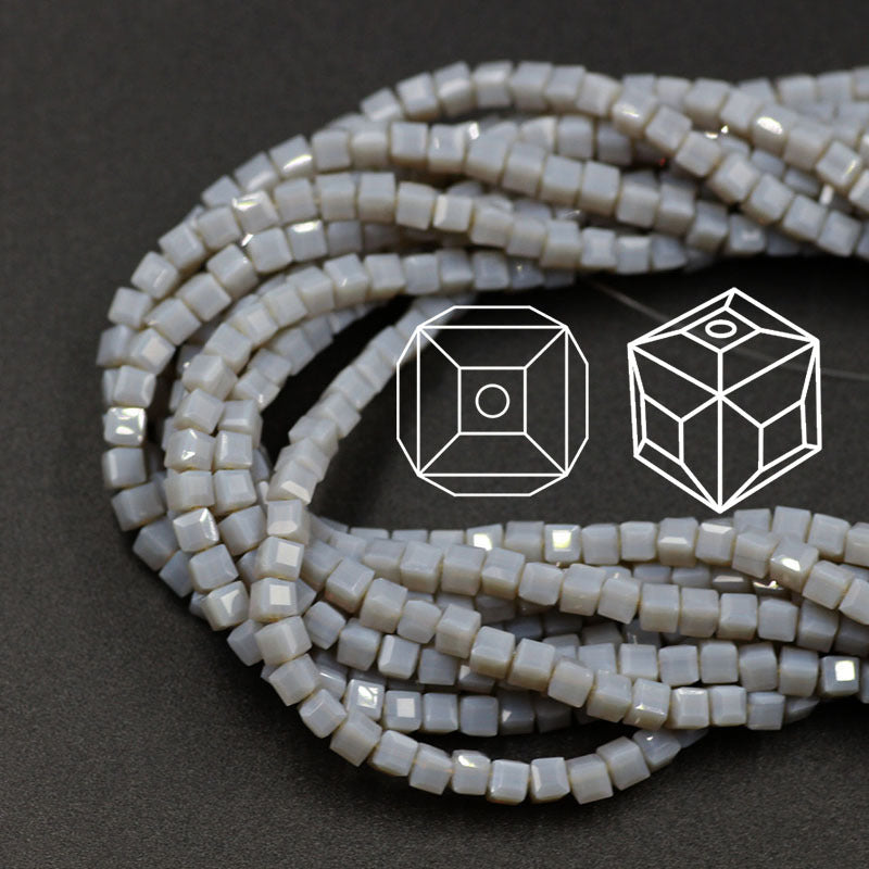 Square Glass Beads 4mm Transparent Clear Cube 100pcs 29