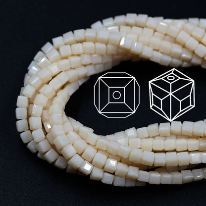 Square Glass Beads 4mm Transparent Clear Cube 100pcs 30