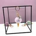 Ice Cream Pom Pom Keychain Faux Fur Pastel Colors 6