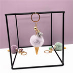 Ice Cream Pom Pom Keychain Faux Fur Pastel Colors 6