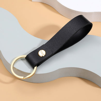 Leather Wristlet Keychain Loop Design with Gold Tone Hardware 9