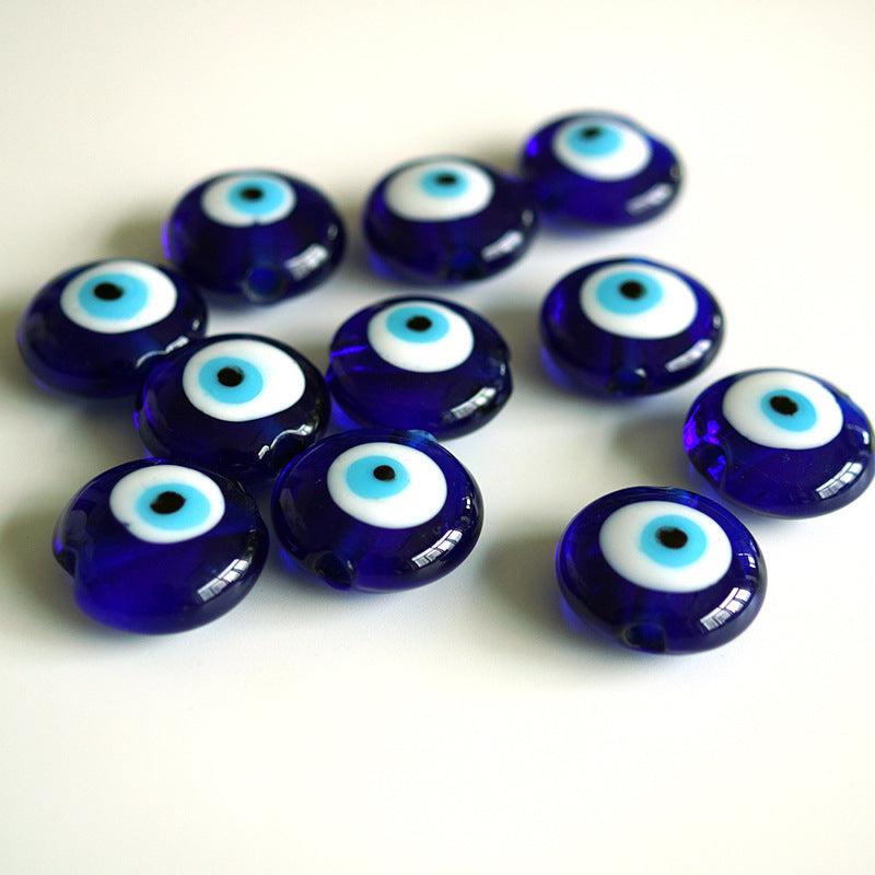 Handmade Flat Evil Eye Glass Beads 12mm 15mm 20mm Polished Blue 50pcs 2