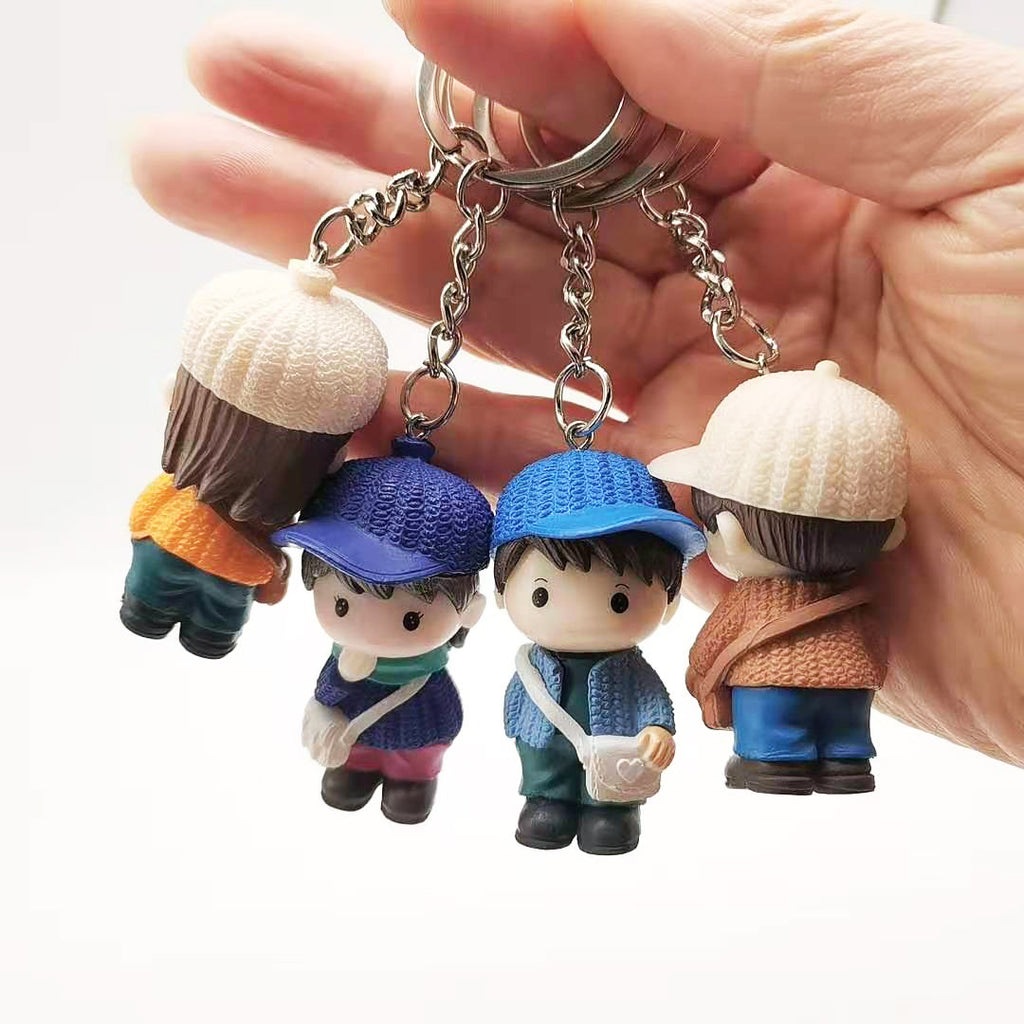 Cartoon Boy Keychain PVC Pastel Colors Knit Hat Charm 2