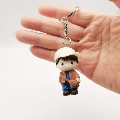 Cartoon Boy Keychain PVC Pastel Colors Knit Hat Charm 8