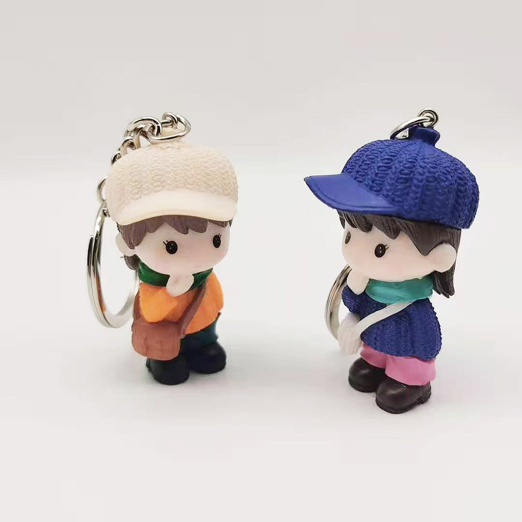 Cartoon Boy Keychain PVC Pastel Colors Knit Hat Charm 5