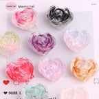 Rose Heart Shaped Acrylic Beads 24mm 5pcs