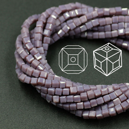 Square Glass Beads 4mm Transparent Clear Cube 100pcs 28