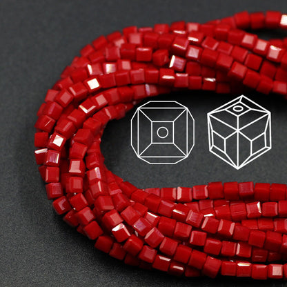 Square Glass Beads 4mm Transparent Clear Cube 100pcs 33