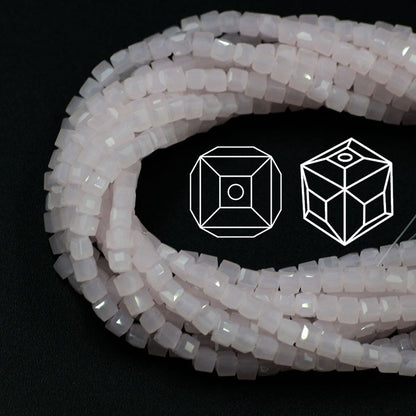 Square Glass Beads 4mm Transparent Clear Cube 100pcs 34