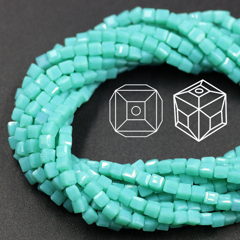 Square Glass Beads 4mm Transparent Clear Cube 100pcs 37