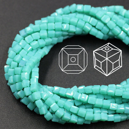 Square Glass Beads 4mm Transparent Clear Cube 100pcs 37