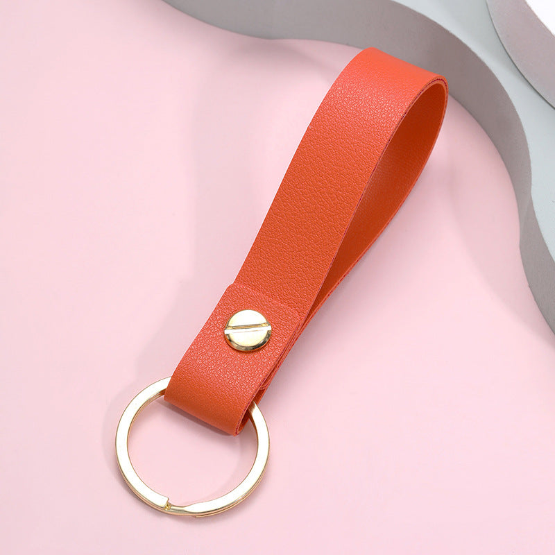 Leather Wristlet Keychain Loop Design with Gold Tone Hardware 4