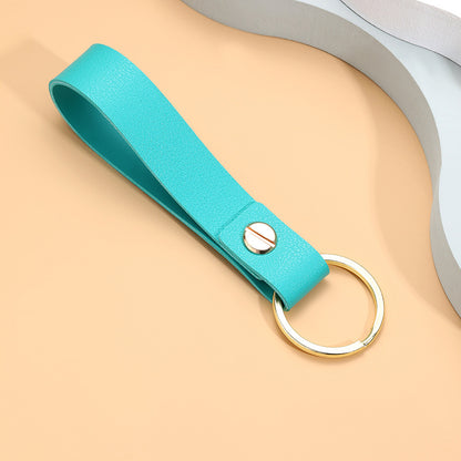 Leather Wristlet Keychain Loop Design with Gold Tone Hardware 8