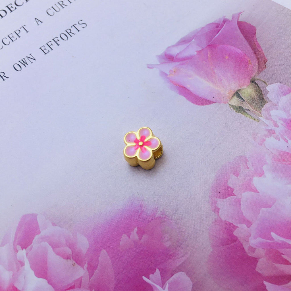 Flower Metal Beads 10mm Dual Color Peach Blossom Enamel Zinc Alloy 20pcs 2