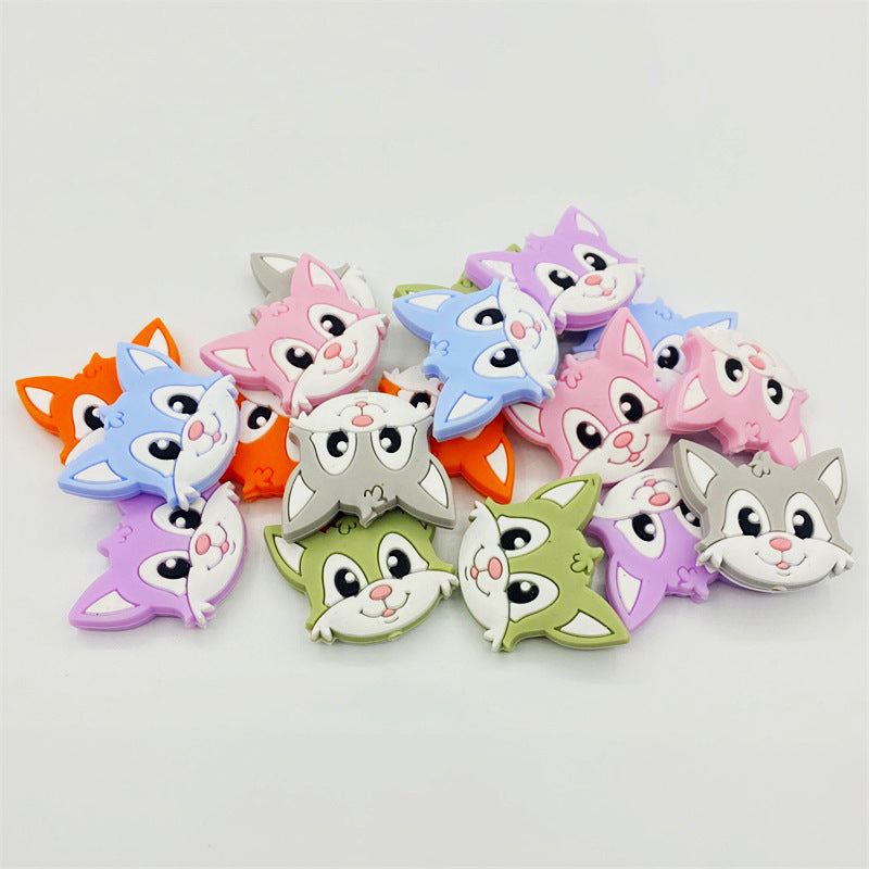 Silicone Focal Beads Cartoon Fox Friendly Faces 20pcs 3