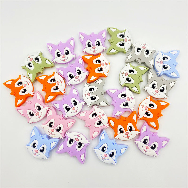 Silicone Focal Beads Cartoon Fox Friendly Faces 20pcs 2