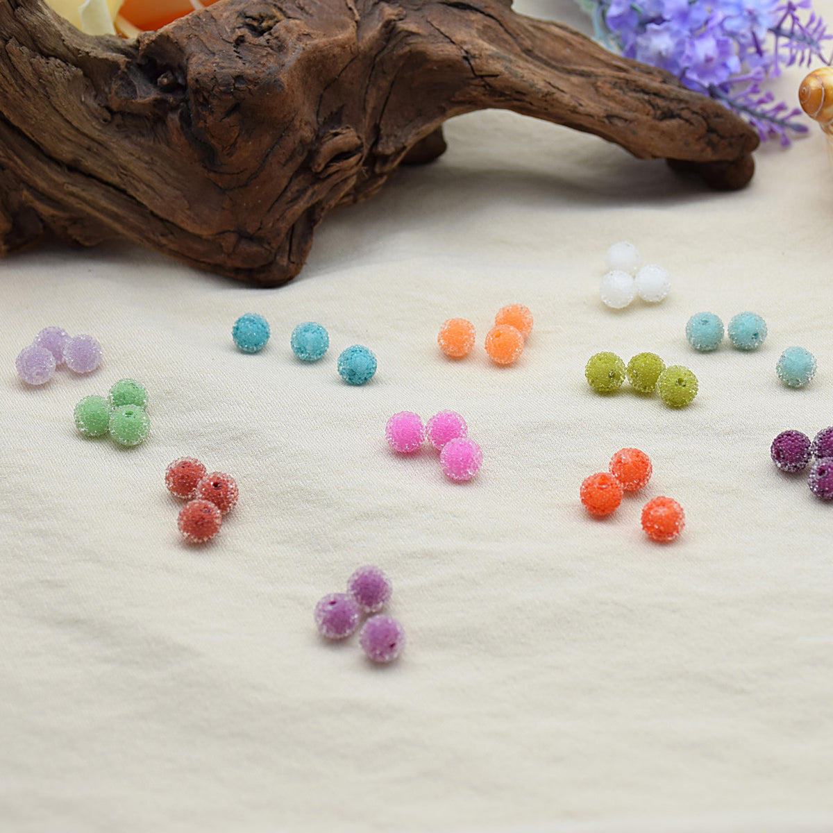 Jelly Sense Resin Beads 8mm Translucent Frosted Colorful 20pcs