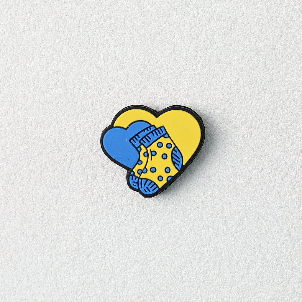 Heart Shape Yellow Blue Silicone Focal Beads Father Day 20pcs