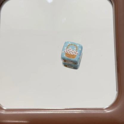 Square Acrylic Beads 14mm Tasty Snack Printed Pastel Colors 10pcs 4