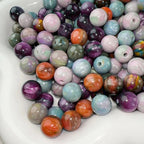 Oil Painting Gradient Resin Beads 10mm Round Opal Glitter 100pcs