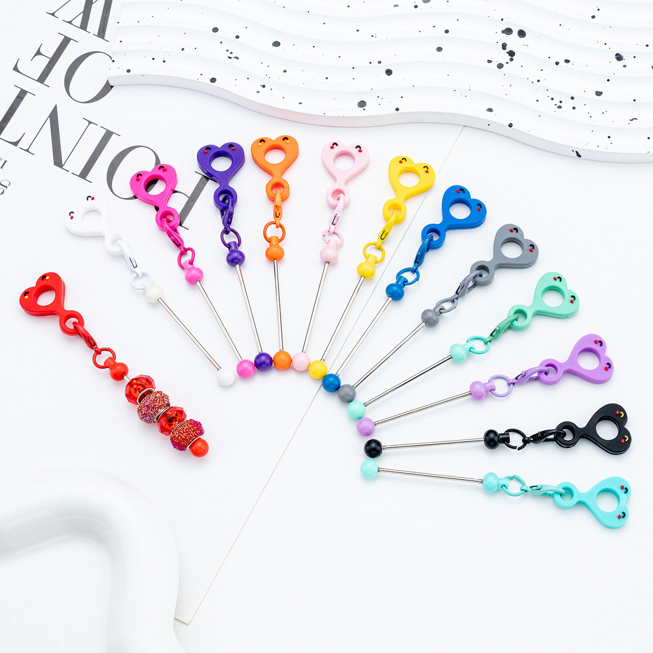 Beadable Cup Charms Smiley Heart-shaped