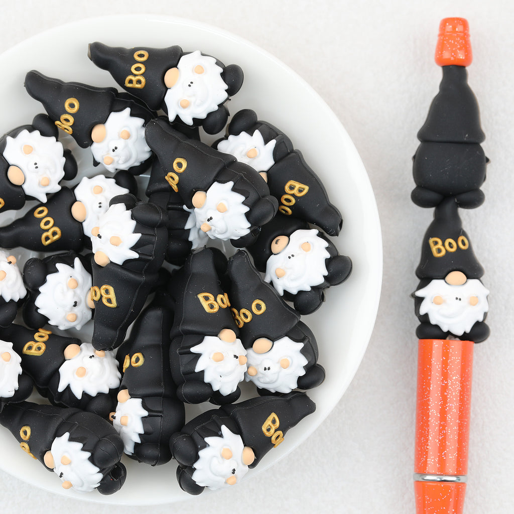 3D Halloween BOO White Ghost Dwarf Silicone Focal Beads 20Pcs 