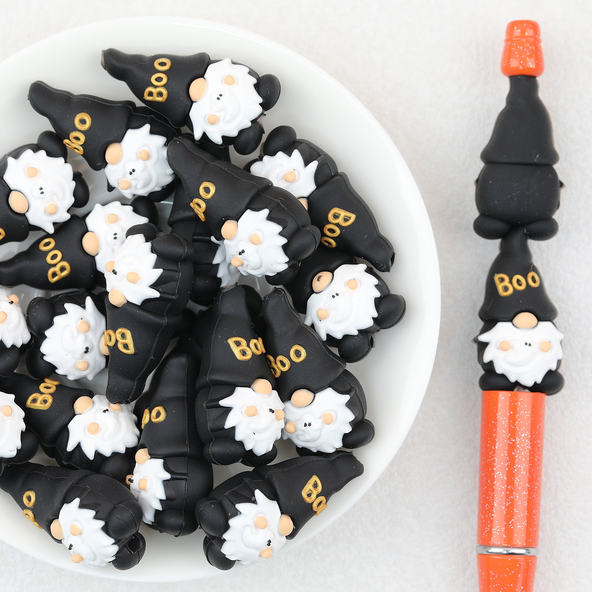 3D Halloween BOO White Ghost Dwarf Silicone Focal Beads 20Pcs 