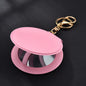 Round Mirror Keychain PU Leather Gold Clasp Small Size 7