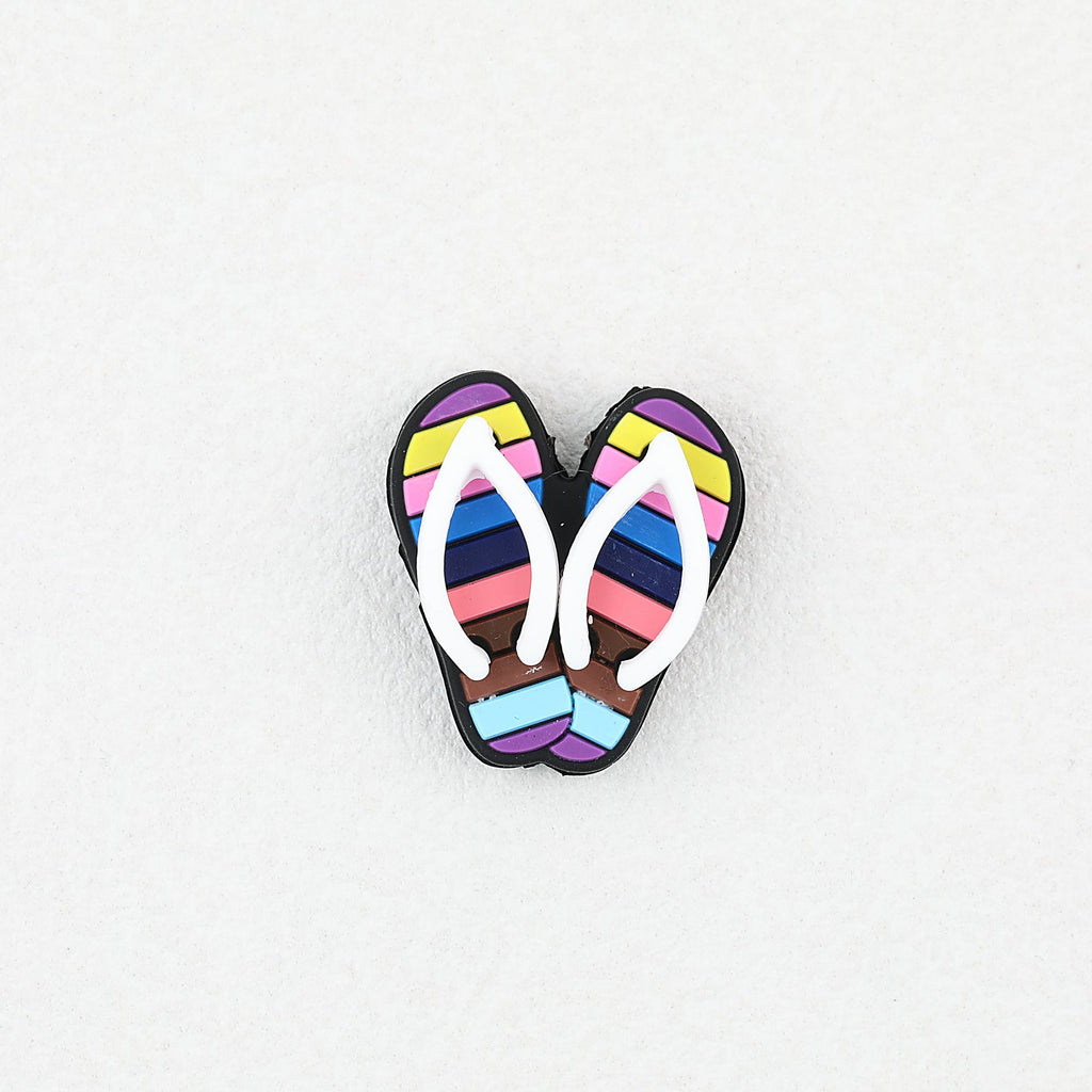 3D Colorful Flip Flop Silicone Focal Beads Multicolor Striped 20pcs - Flip Flop 1