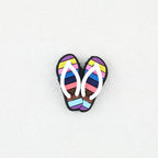 3D Colorful Flip Flop Silicone Focal Beads Multicolor Striped 20pcs - Flip Flop 1