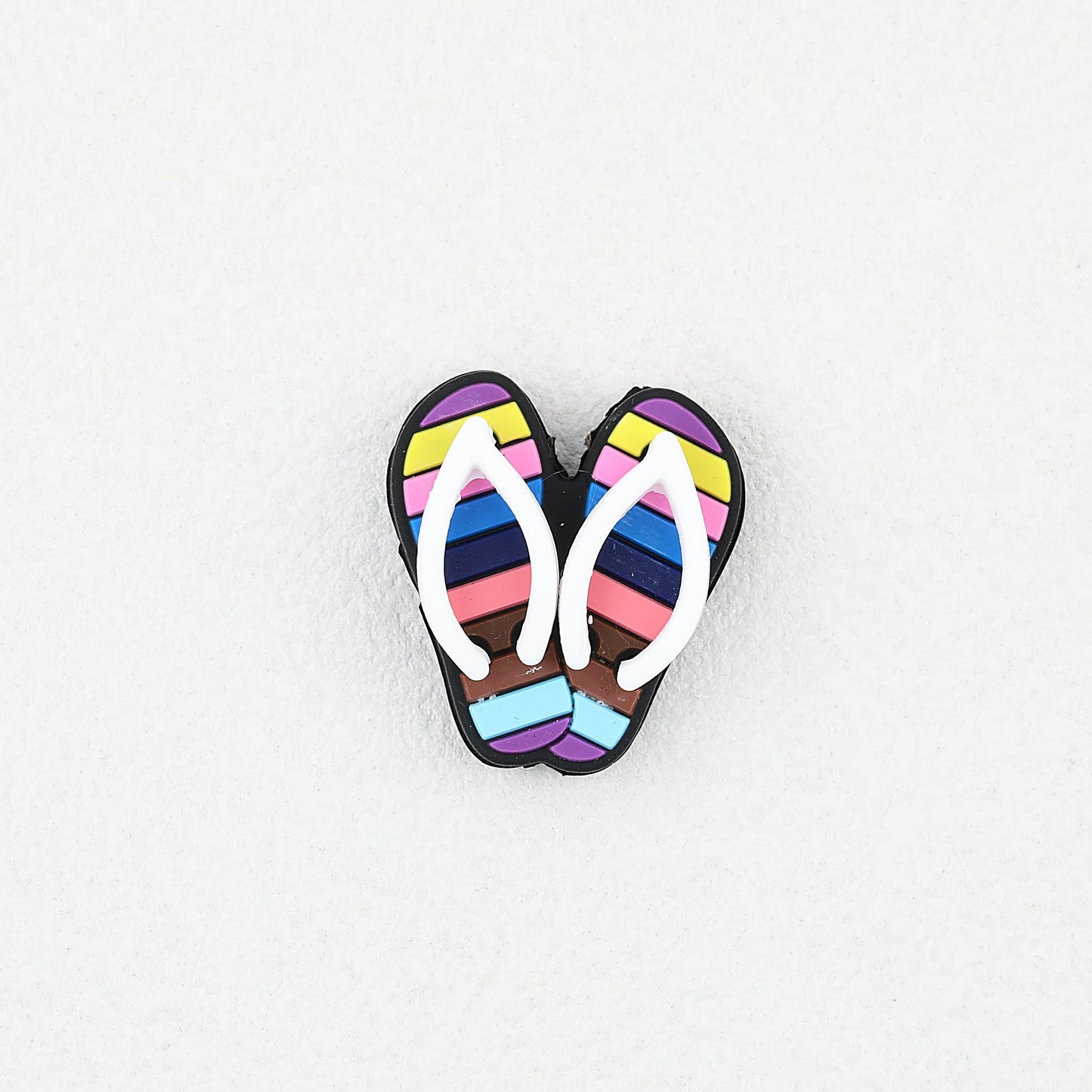 3D Colorful Flip Flop Silicone Focal Beads Multicolor Striped 20pcs - Flip Flop 1