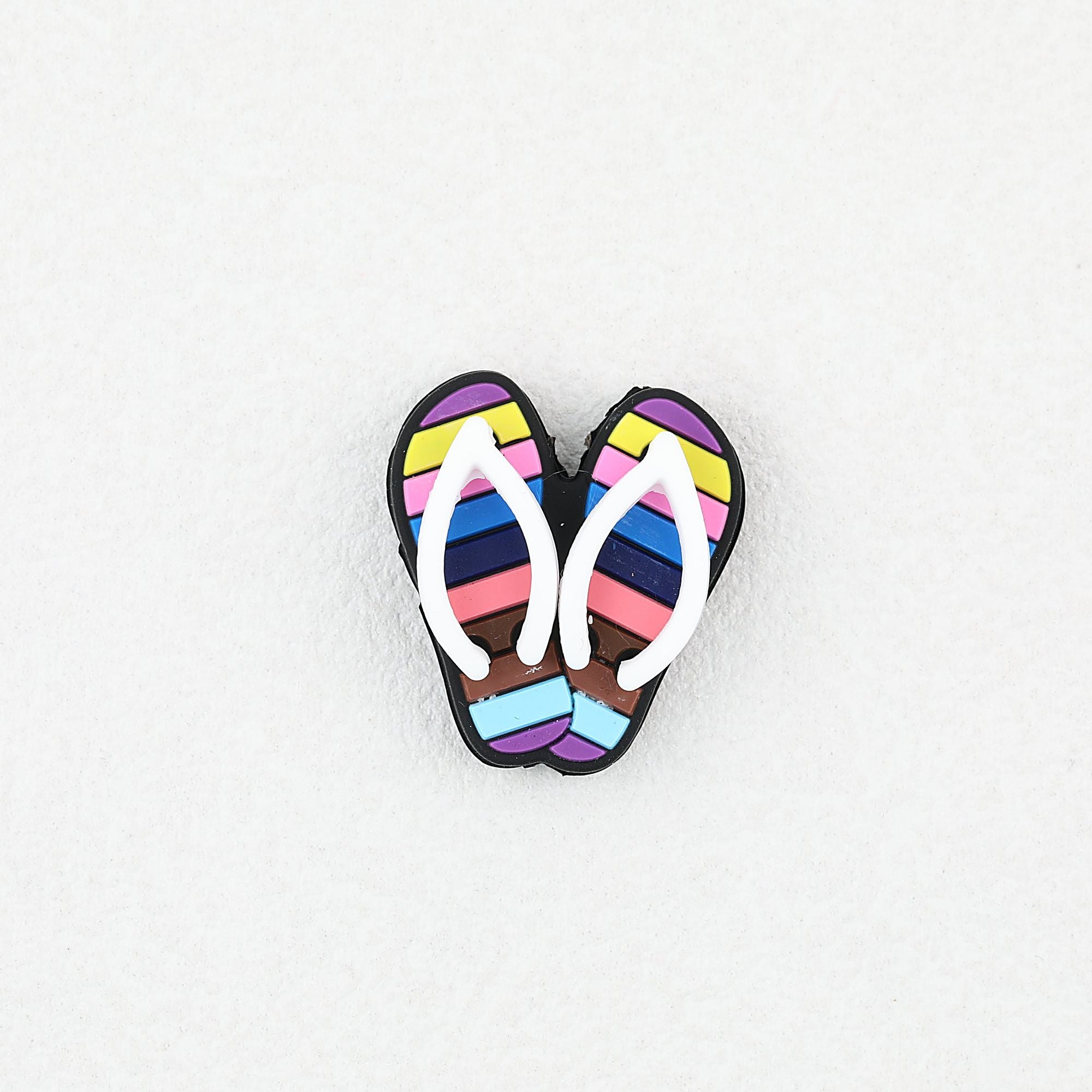 3D Colorful Flip Flop Silicone Focal Beads Multicolor Striped 20pcs - Flip Flop 1