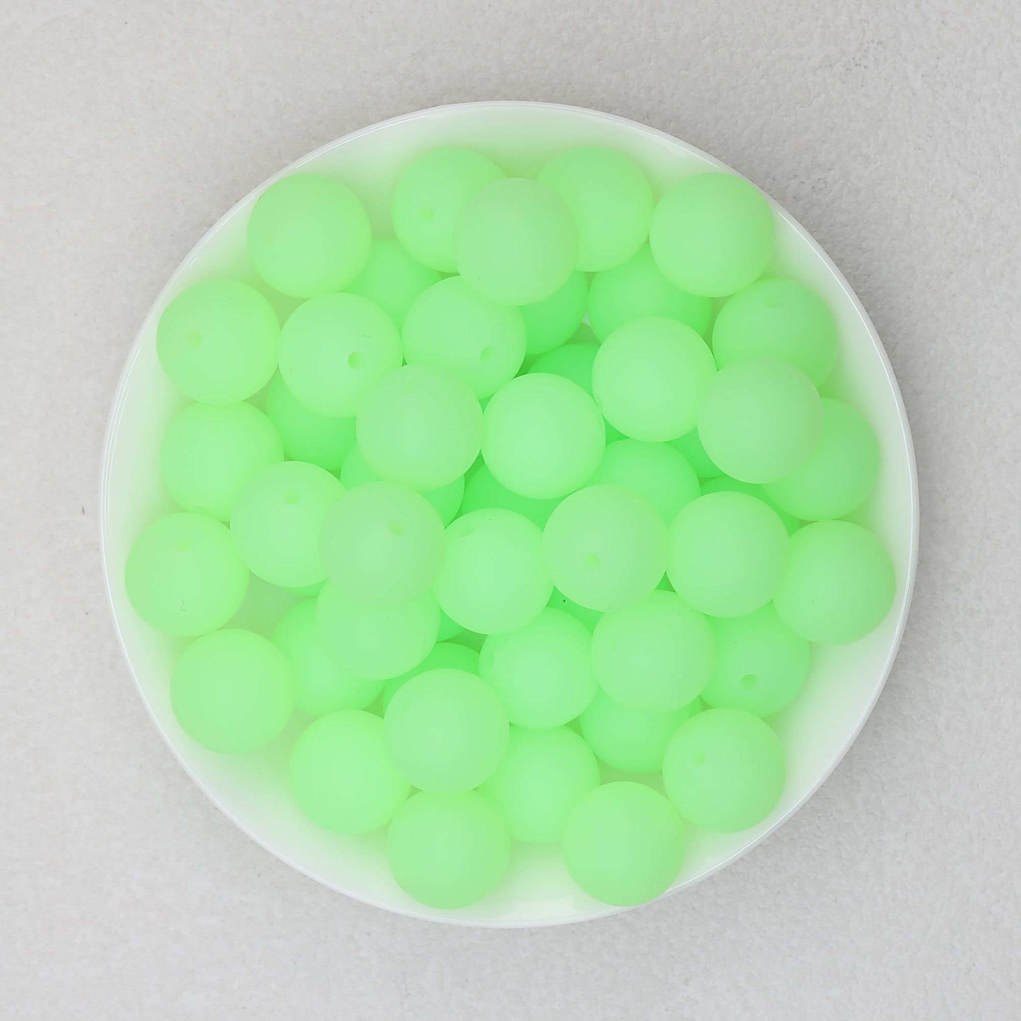 Glow in the Dark 15mm Round Silicone Beads 50pcs - 7 Cyan to Green