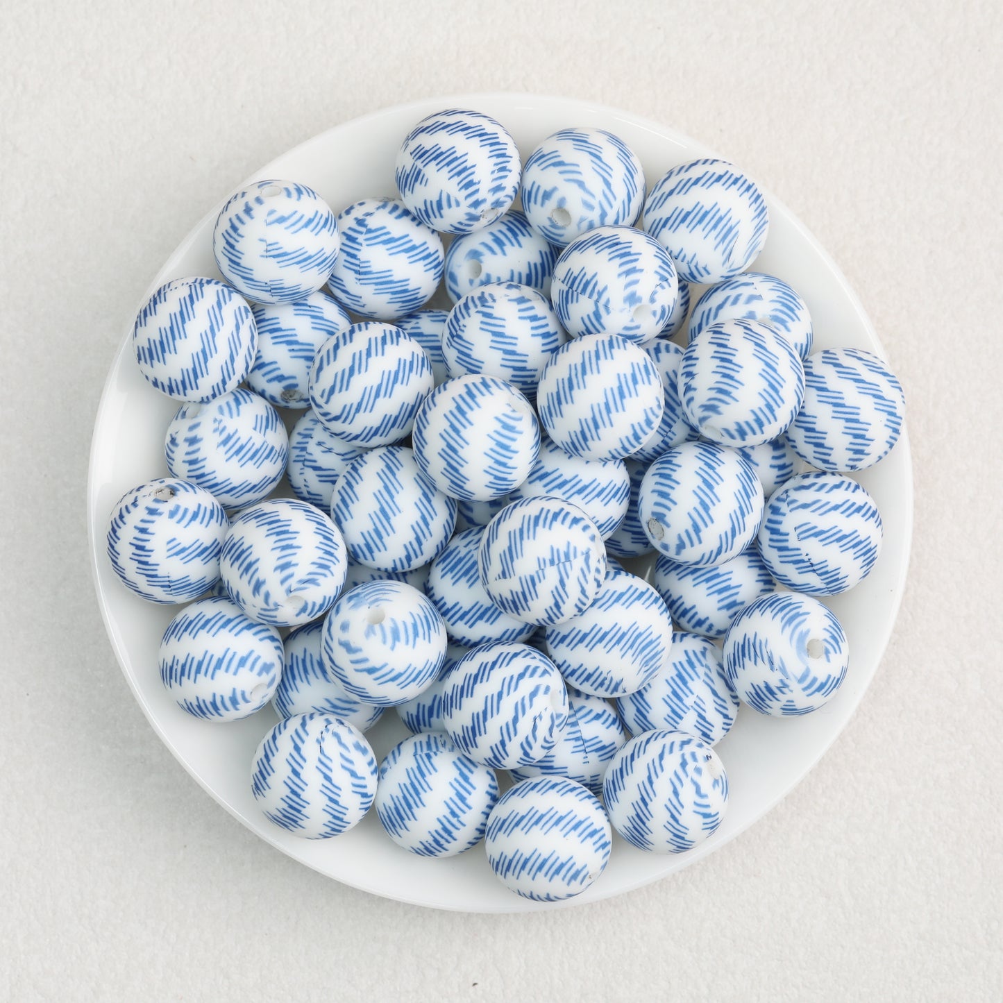 15mm Patterned Silicone Round Beads Geometric Printed Designs 50pcs 5