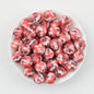 15mm Floral Pattern Print Round Silicone Beads Dark Base 50pcs 2