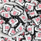 Ghost Theme Silicone Focal Beads White Pink 20pcs