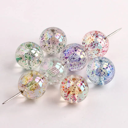 Plated Bubblegum Beads 18-20mm Transparent Mylar Flakes Filled 100g