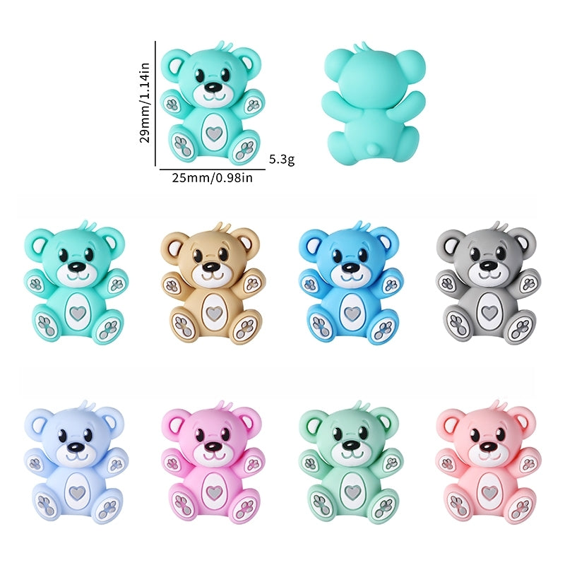 Silicone 3D Focal Beads Hug Bear Outstretched Arms 20pcs 10
