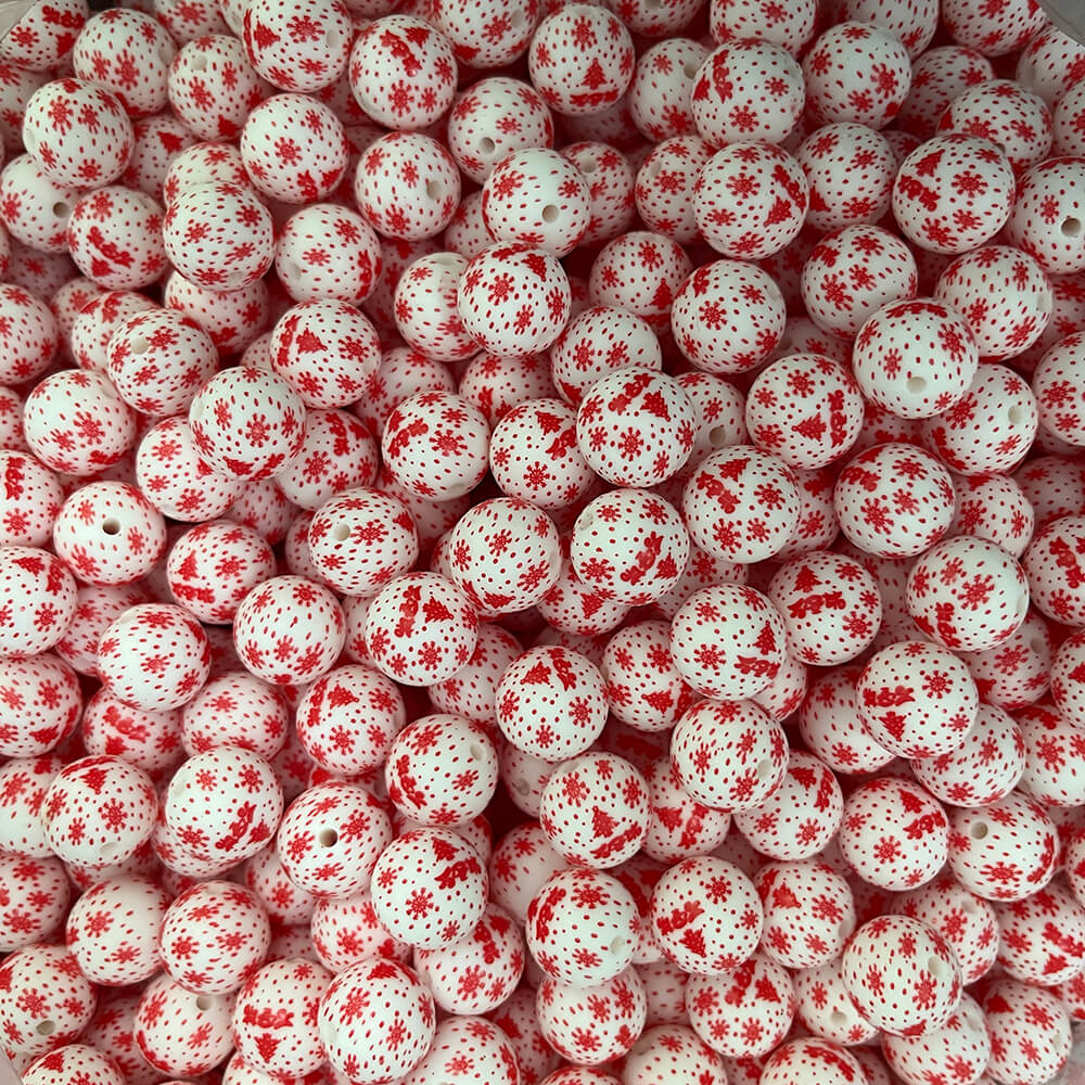 24 Christmas Printed Silicone beads