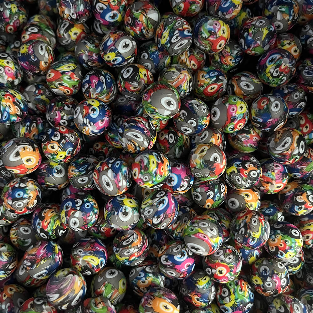 24 Halloween Printed Silicone Beads