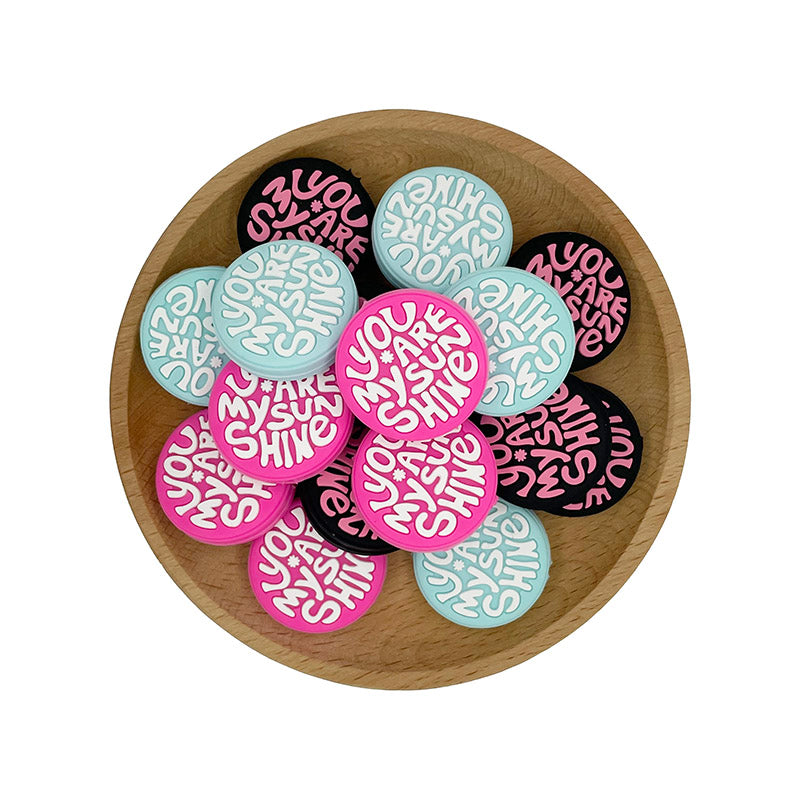 Silicone Focal Beads You Are My Sunshine Circle Badge 20pcs 5