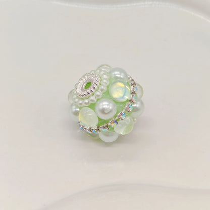 Rhinestone Bubblegum Beads 18mm Pearl Encrusted Round 4pcs 10